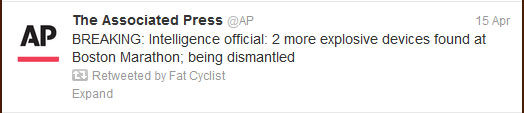 soon after the Boston Marathon bombings occurred, the Associated Press got in the game and started reporting the facts
