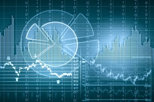 Business graph with arrow showing profits and gains